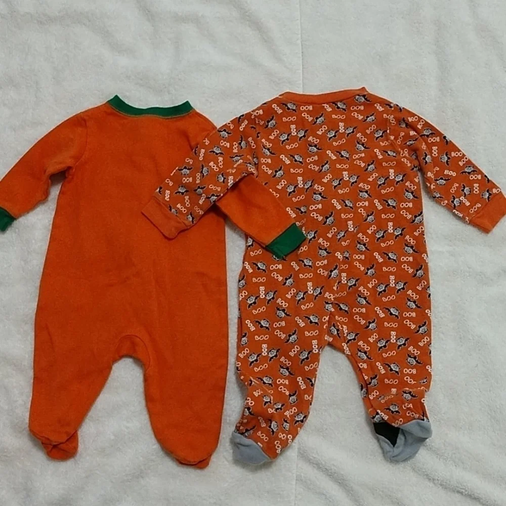 2 Infant Halloween One Piece Sleepers